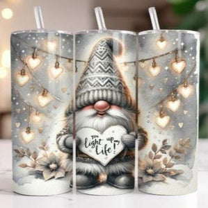 Grey Fairy Lights Gonk Christmas Skinny Tumbler 600ml