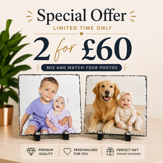 2 for £60 Gloss Photo Slate 19x19cm