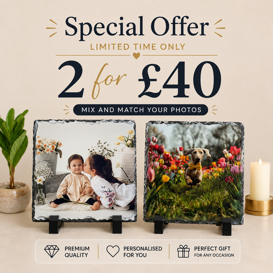 2 for £40 Gloss Photo Slate 14x14cm