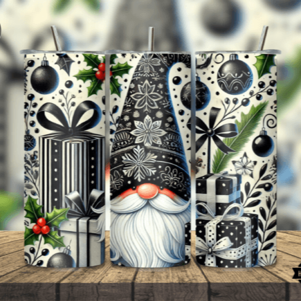 Black and white Christmas Gonk Skinny Tumbler 600ml