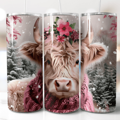 Highland Cow Chunky Scalf Skinny Tumbler 600ml
