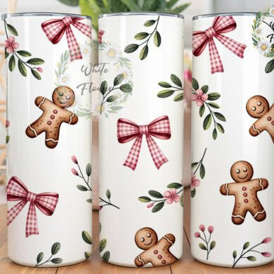 Pink Gingerbread Christmas Skinny Tumbler 600ml