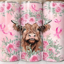 Highland Cow light Pink Breast Cancer Tumbler