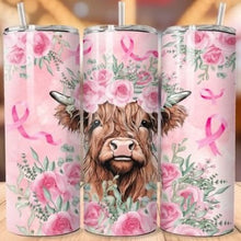 Highland Cow light Pink Breast Cancer Tumbler