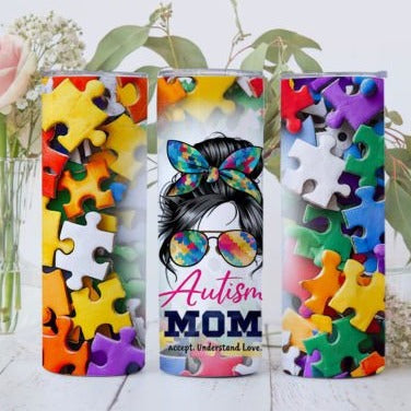 Autism Awareness Mom Tumbler