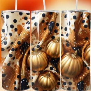 Gold Pumpkin / Drape Skinny Tumbler