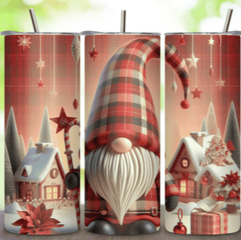 Red Tartan Gonk Christmas Skinny Tumbler 600ml