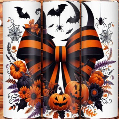 Orange and Black Bow Skinny Tumbler 600ml