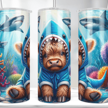 Highland Cow Baby Shark Tumbler