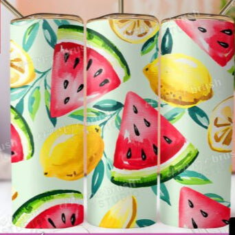 Watermelon & Lemons Skinny Tumbler