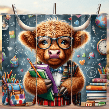 Highland cow Teacher Skinny Tumbler