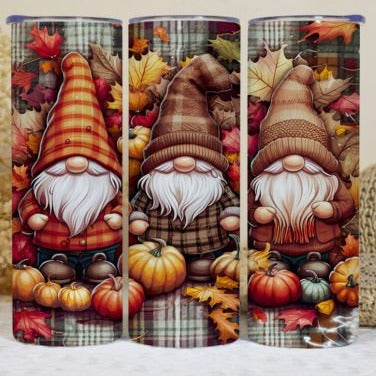 Autumn Gonks With Pumpkins Skinny Tumbler