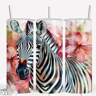 Zebra Floral Tumbler