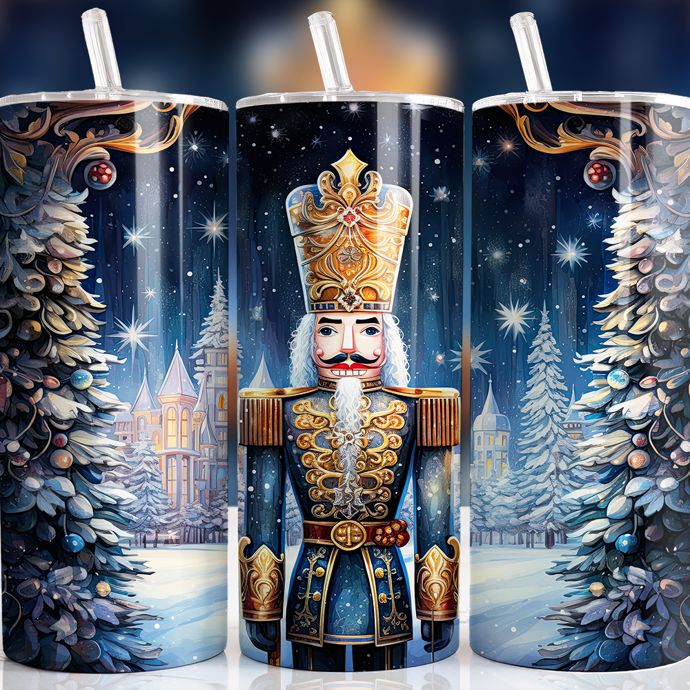 Dark Blue Nutcracker Christmas Skinny Tumbler 600ml
