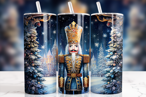 Dark Blue Nutcracker Christmas Skinny Tumbler 600ml