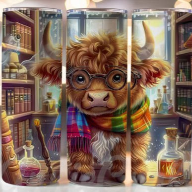 Wizard Highland Cow Skinny Tumbler