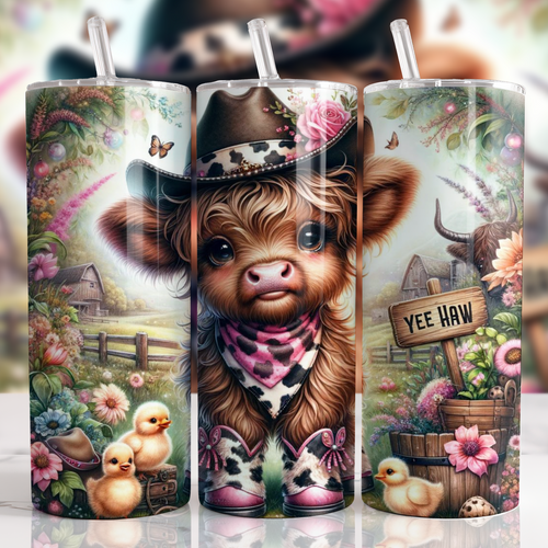 Highland Cow Tumbler CowGirl