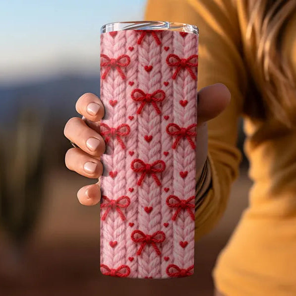 Valentines Tumbler Crochet Bows