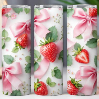 Strawberry with Bow Skinny Tumbler