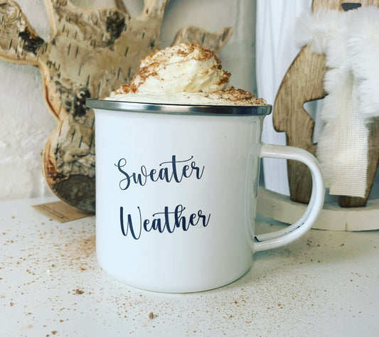 Enamel Metal Mug - Sweater weather