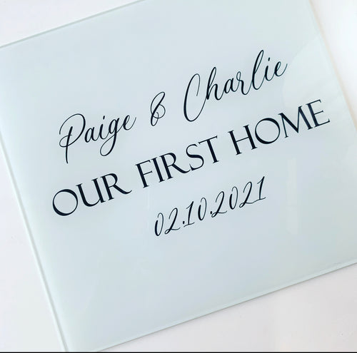 Personalised Glass Chopping Board New Home 30cm