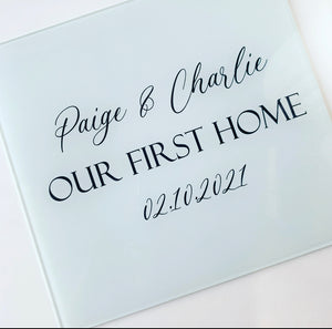 Personalised Glass Chopping Board New Home 30cm