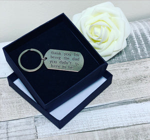 Novelty Mini Stainless Steel step dad Keyring - The Perfect Gift Co.